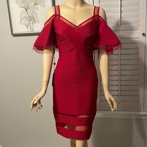 NWT Tadashi Shoji Cocktail Dress w/Flutter Sleeves - XS